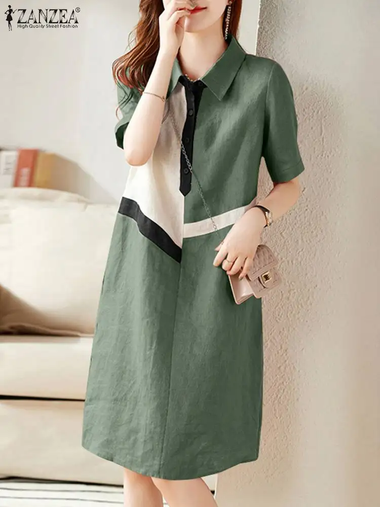 ZANZEA Casual Women Midi Dress Fashion Summer Lapel Neck Patchwork Shirt Dress 2024 Streetwear Loose Short Sleeve Robe Oversize
ZANZEA Casual Women Midi Dress Fashion Summer Lapel Neck Patchwork Shirt Dress 2024 Streetwear Loose Short Sleeve Robe Oversize