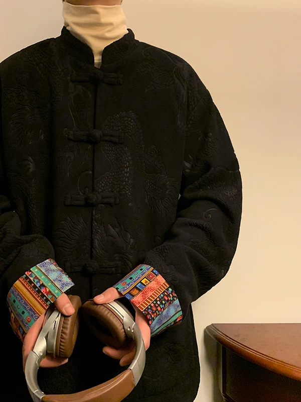 Men's Loose Fit Orlon Jaet Autumn Winter Chinese Sle Ethnic Print Wind Dragon Pattern Zen Clothing Long Sve Stand Collar
Men's Loose Fit Orlon Jaet Autumn Winter Chinese Sle Ethnic Print Wind Dragon Pattern Zen Clothing Long Sve Stand Collar