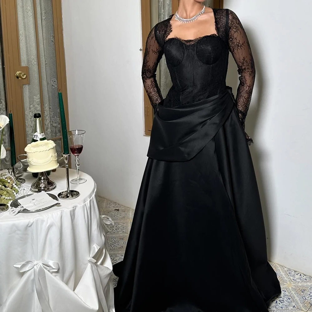 Индивидуальное темпераментное кружево с драпировкой и квадратным вырезом длиной до пола, трапециевидной формы, Vestidos De Fiesta, атласные длинные рукава, пуговицы сзади платье ве
Индивидуальное темпераментное кружево с драпировкой и квадратным вырезом длиной до пола, трапециевидной формы, Vestidos De Fiesta, атласные длинные рукава, пуговицы сзади платье ве
