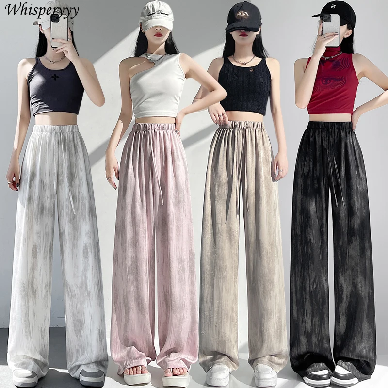 Ice Silk Satin Tie-dye Wide-leg Pants Women Summer Loose Casual Straight-leg Pants Korean Fashion High Waist Trousers Female
Ice Silk Satin Tie-dye Wide-leg Pants Women Summer Loose Casual Straight-leg Pants Korean Fashion High Waist Trousers Female