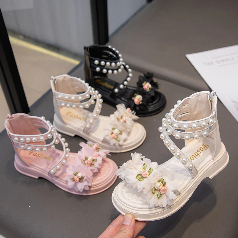 Girls Princess Shoes with Sweet Flowers Pearls Kids Roman Sandals Back Zipper 2025 Summer New Children Beach Shoes Soft Sole
Girls Princess Shoes with Sweet Flowers Pearls Kids Roman Sandals Back Zipper 2025 Summer New Children Beach Shoes Soft Sole