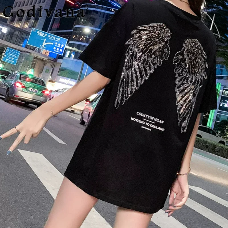 Large Size Women Heavy Industry Hot Diamond Loose Short Sleeve T-shirt Fashion Summer Personality Leisure Crew Neck T-shirts
Large Size Women Heavy Industry Hot Diamond Loose Short Sleeve T-shirt Fashion Summer Personality Leisure Crew Neck T-shirts