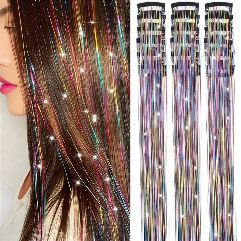 NEW!A61I Shiny Sparkling 18 Pcs Hair Tinsel Clips 20.5", Fairy Hair Tinsel Clip In, Dazzling Rainbow Party Hair Accessories
NEW!A61I Shiny Sparkling 18 Pcs Hair Tinsel Clips 20.5", Fairy Hair Tinsel Clip In, Dazzling Rainbow Party Hair Accessories