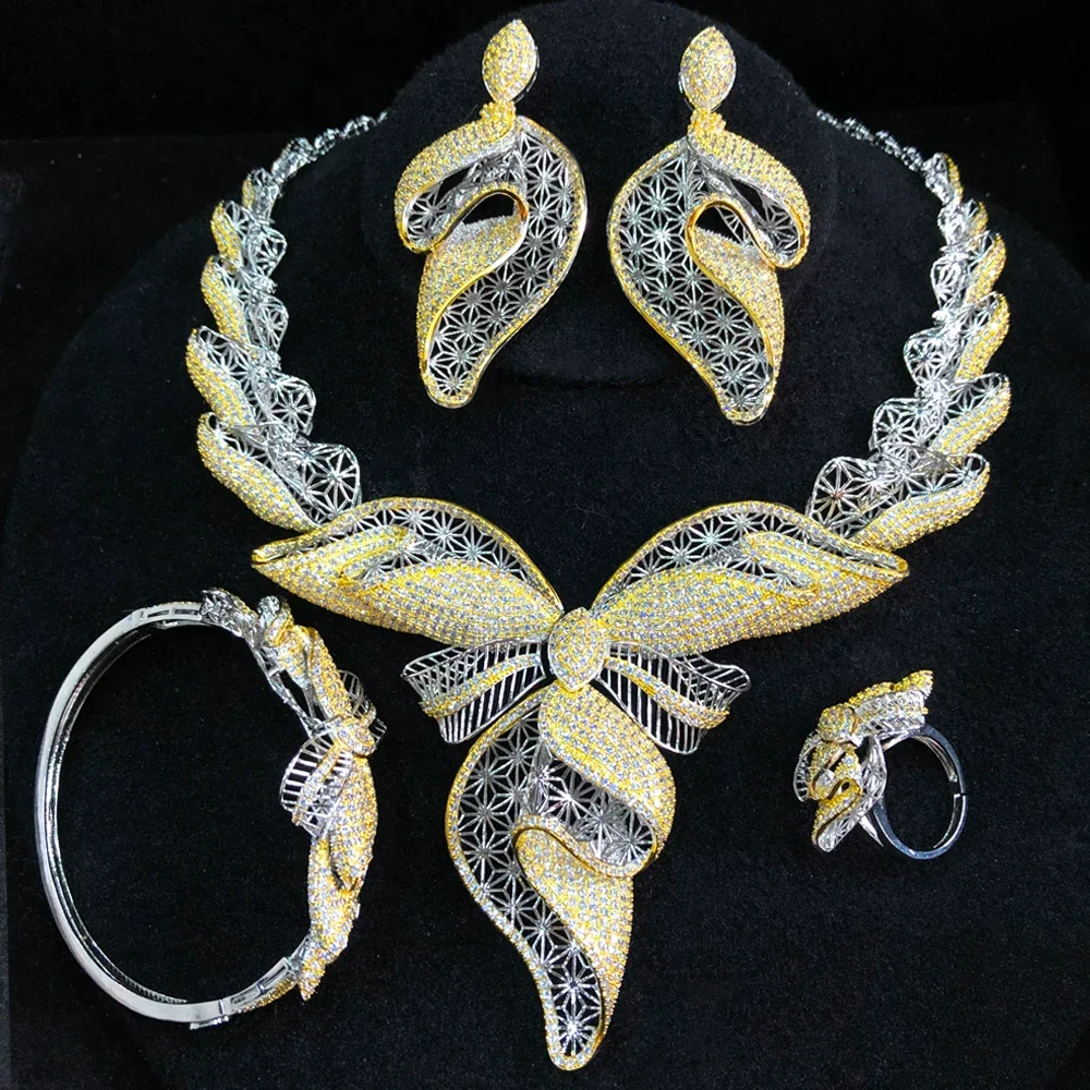 KellyBola Women Wedding Jewelry Sets Hot Luxury Bowknot Flowers Cubic Zirconia Choker Necklace Earring Dubai Jewellery Sets
KellyBola Women Wedding Jewelry Sets Hot Luxury Bowknot Flowers Cubic Zirconia Choker Necklace Earring Dubai Jewellery Sets