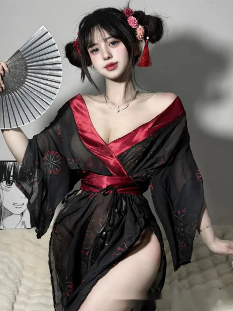 Sexy Uniform Printed Kimono Chiffon Pajamas Black Ancient Costume Prints Kimono Clothing Dress Elegant Sweet Fashion Women M26V
Sexy Uniform Printed Kimono Chiffon Pajamas Black Ancient Costume Prints Kimono Clothing Dress Elegant Sweet Fashion Women M26V