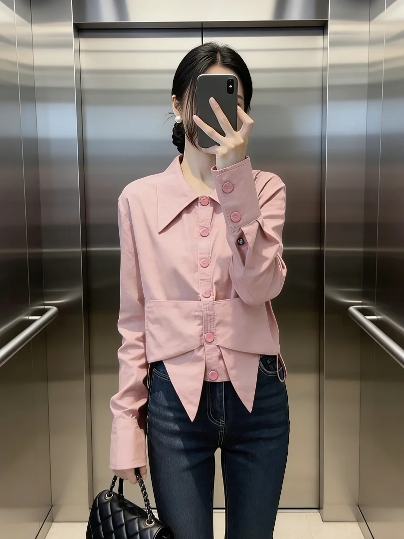 Elegant Long Sleeve Women's Shirt Slimming Waist Design Casual Style Spring Fashionable Versatile Small Collar Shirt
Elegant Long Sleeve Women's Shirt Slimming Waist Design Casual Style Spring Fashionable Versatile Small Collar Shirt