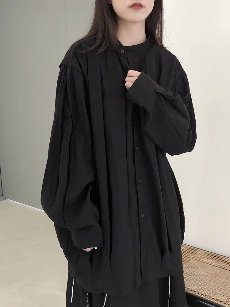Dark Black Loose Fit Long Sleeve Shirt Copper Ammonia Quality Mid-Length Top Wide Version Mysterious Design Women's Shirt
Dark Black Loose Fit Long Sleeve Shirt Copper Ammonia Quality Mid-Length Top Wide Version Mysterious Design Women's Shirt