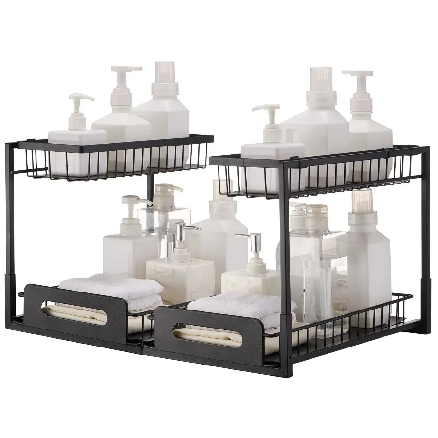 2-Tier Wire Pull Out Cabinet Under Sink Organizer 10.7"x14.2" Drawer Basket 2PCS
2-Tier Wire Pull Out Cabinet Under Sink Organizer 10.7"x14.2" Drawer Basket 2PCS