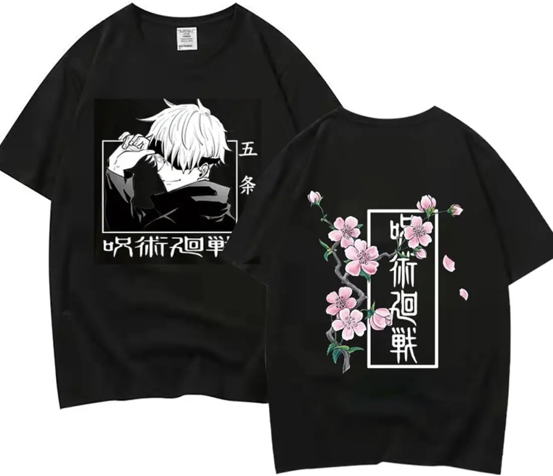 Adult Anime Shirt Satoru Gojo Shirt Back with Flower Pattern Fashion Trend Loose Printed T-Shirt
Adult Anime Shirt Satoru Gojo Shirt Back with Flower Pattern Fashion Trend Loose Printed T-Shirt