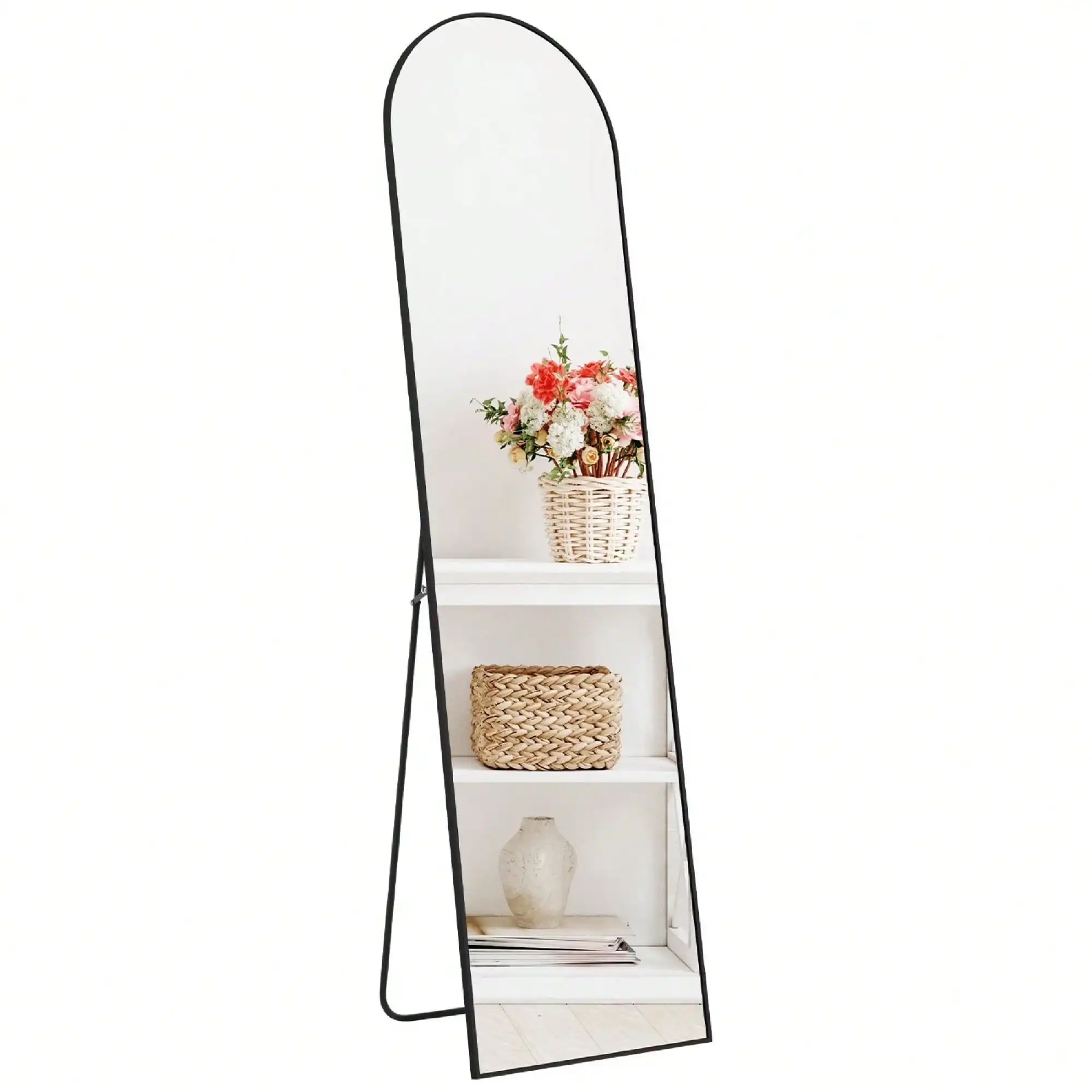 59"X16" High-Quality Arched Full Length Mirror, Aluminum Alloy Frame Ensures Stability, Standing Design For Bedroom, Black
59"X16" High-Quality Arched Full Length Mirror, Aluminum Alloy Frame Ensures Stability, Standing Design For Bedroom, Black