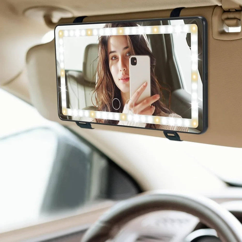 Car Sun Visor Makeup Mirror with LED Light, 3 Light Modes and 60 LEDs, Rechargeable Travel Makeup Mirror for Trucks SUV
Car Sun Visor Makeup Mirror with LED Light, 3 Light Modes and 60 LEDs, Rechargeable Travel Makeup Mirror for Trucks SUV