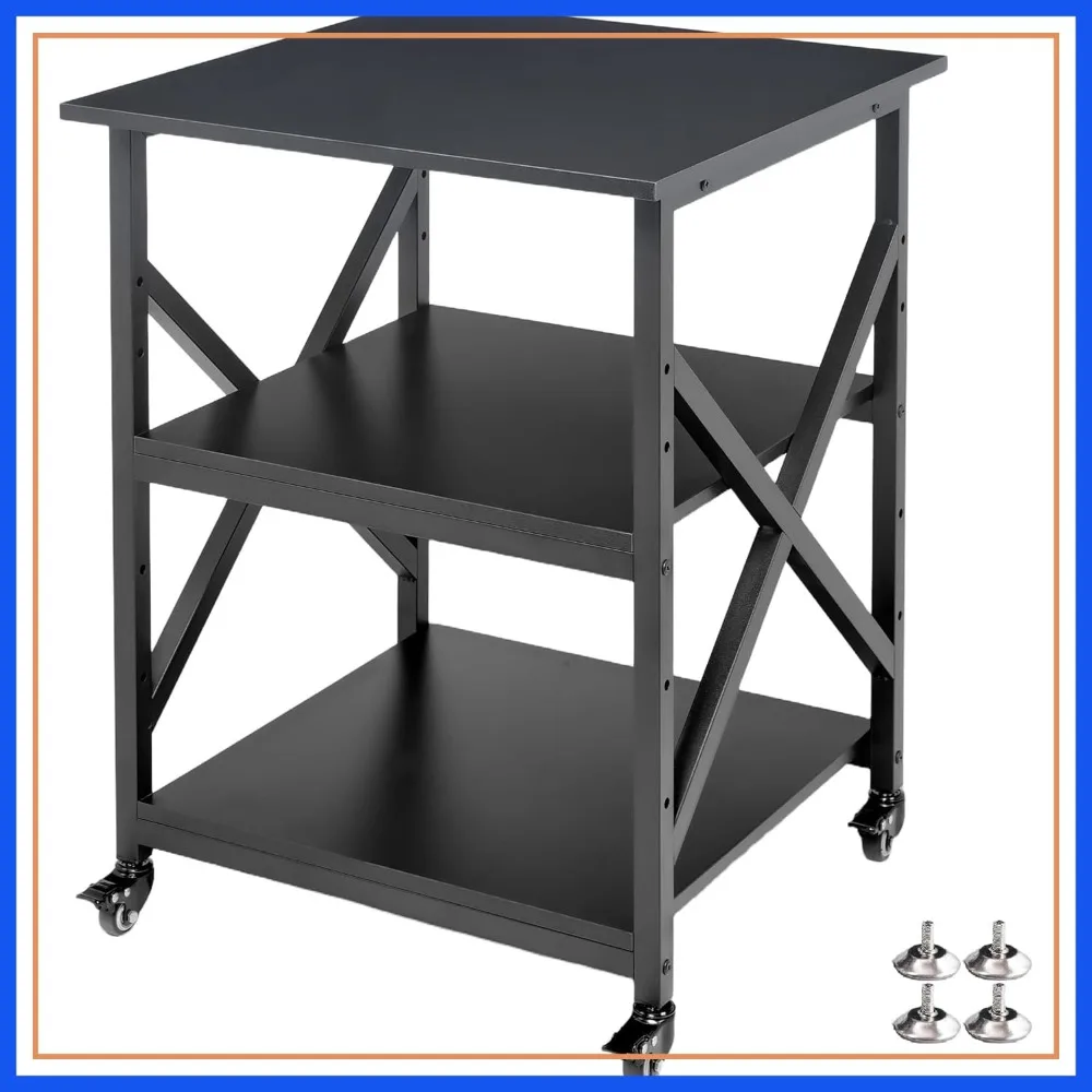 Large Square Printer Stand with Adjustable Shelf, 3 Tier Rolling Cart, Industrial Wheels, 23.6x23.6x30.1 Inches, Black
Large Square Printer Stand with Adjustable Shelf, 3 Tier Rolling Cart, Industrial Wheels, 23.6x23.6x30.1 Inches, Black