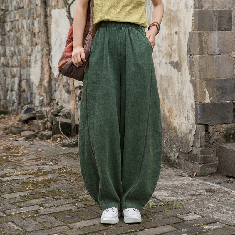 High Quality Summer Women's Cotton Linen Wide-leg Pants Casual Trousers Ramie Sand Wash Distressed Comfy Female Loose Bloomers
High Quality Summer Women's Cotton Linen Wide-leg Pants Casual Trousers Ramie Sand Wash Distressed Comfy Female Loose Bloomers