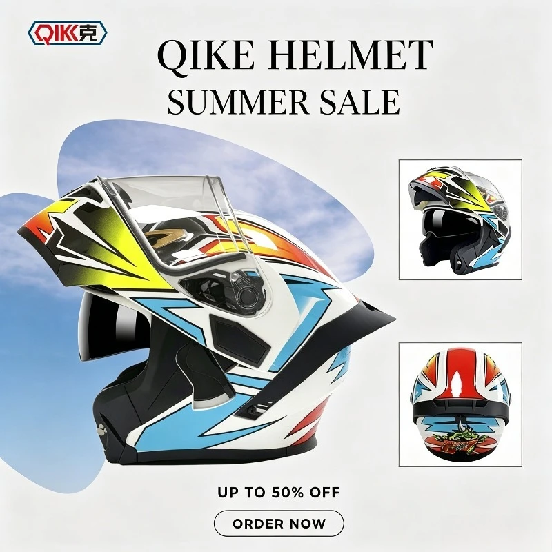 QIKE Dual Lens Big Spoiler Full Face Helmet, Four-Season Universal Safety Helmet for Motorcycle & E-Scooter
QIKE Dual Lens Big Spoiler Full Face Helmet, Four-Season Universal Safety Helmet for Motorcycle & E-Scooter