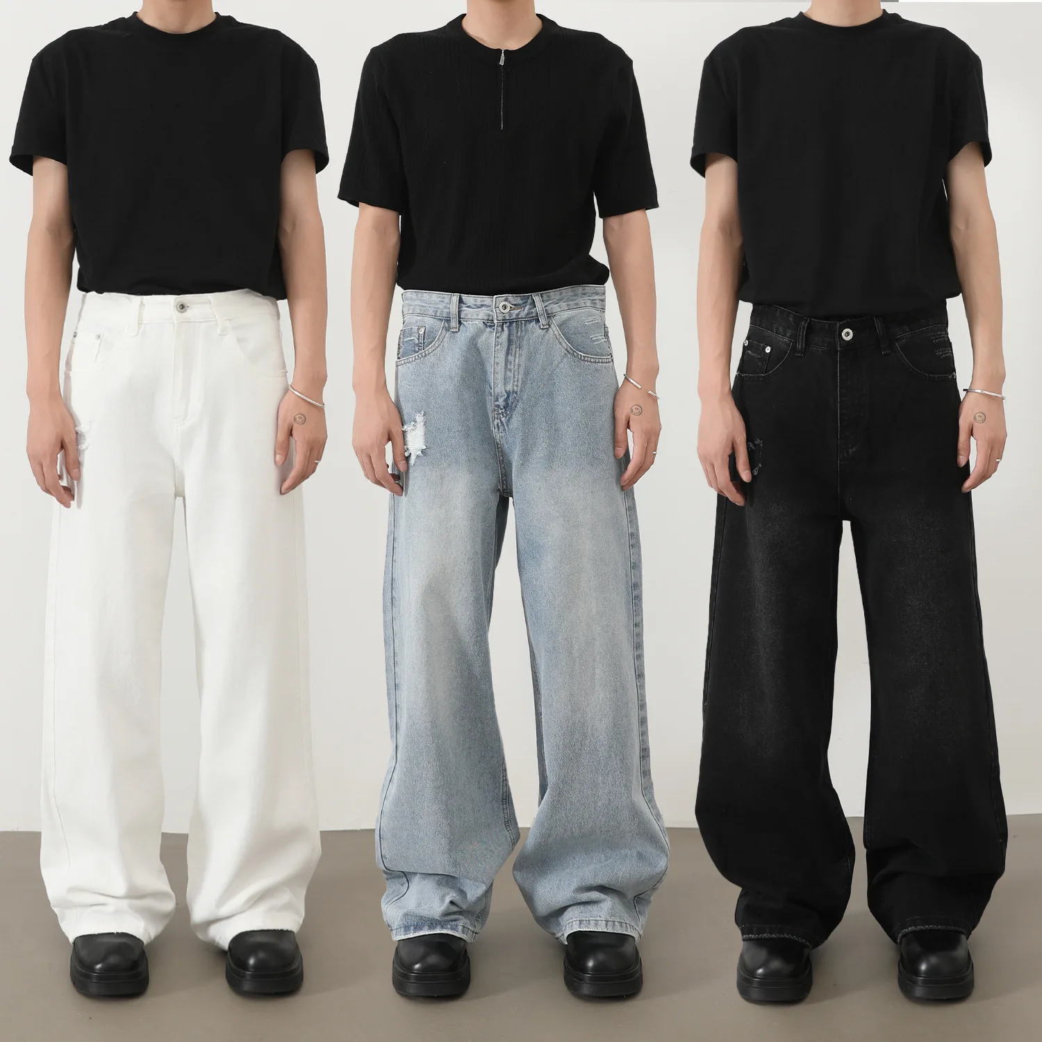 American Sle Vintage Waed Jeans Men's High-End Simple Loose Wide Leg Pants with Hole Casual Straight Cut Cotton Blend
American Sle Vintage Waed Jeans Men's High-End Simple Loose Wide Leg Pants with Hole Casual Straight Cut Cotton Blend