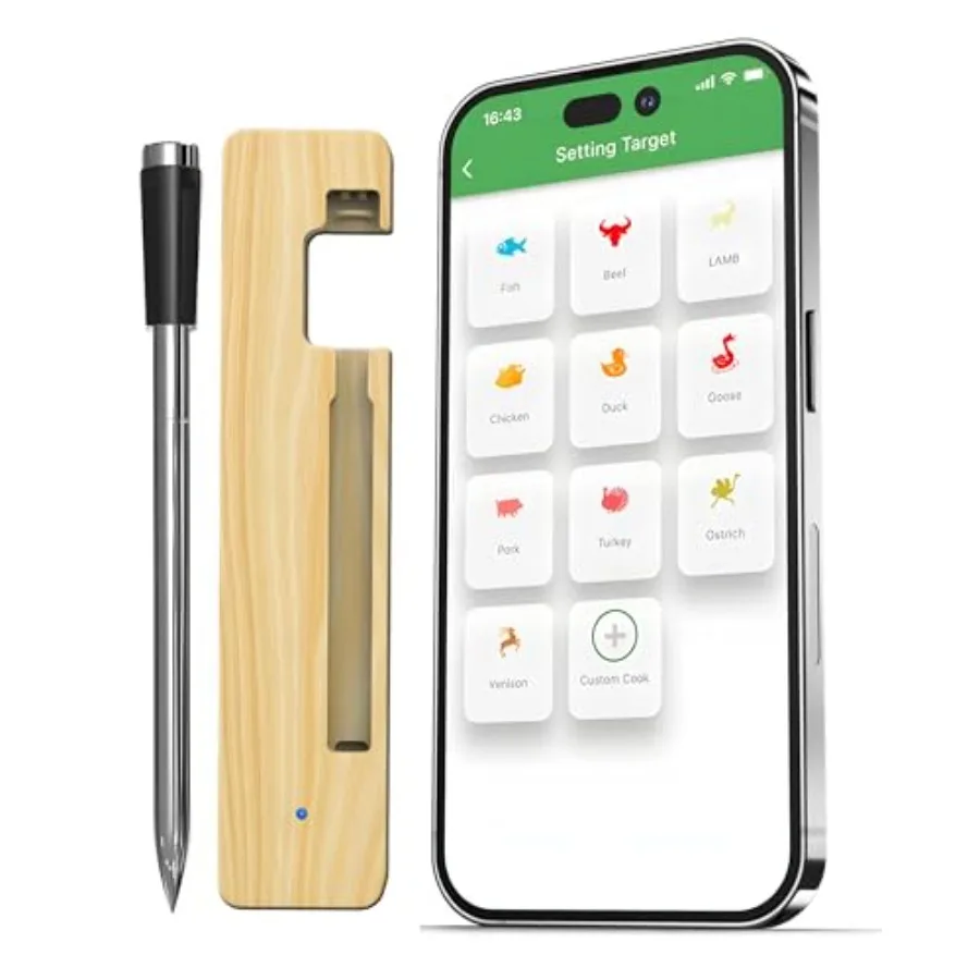 Grill Sync Wireless Meat Thermometer for Grilling, Smoking, Bluetooth Cooking with Dual Sensor Probe, Smart App Control for Gri
Grill Sync Wireless Meat Thermometer for Grilling, Smoking, Bluetooth Cooking with Dual Sensor Probe, Smart App Control for Gri