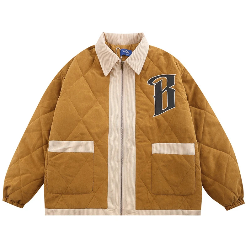 Lapel Cotton Jacket Men American High Street Trend Letter Patchwork Embroidered Coat Large Pockets Warm Couple College Style Top
Lapel Cotton Jacket Men American High Street Trend Letter Patchwork Embroidered Coat Large Pockets Warm Couple College Style Top