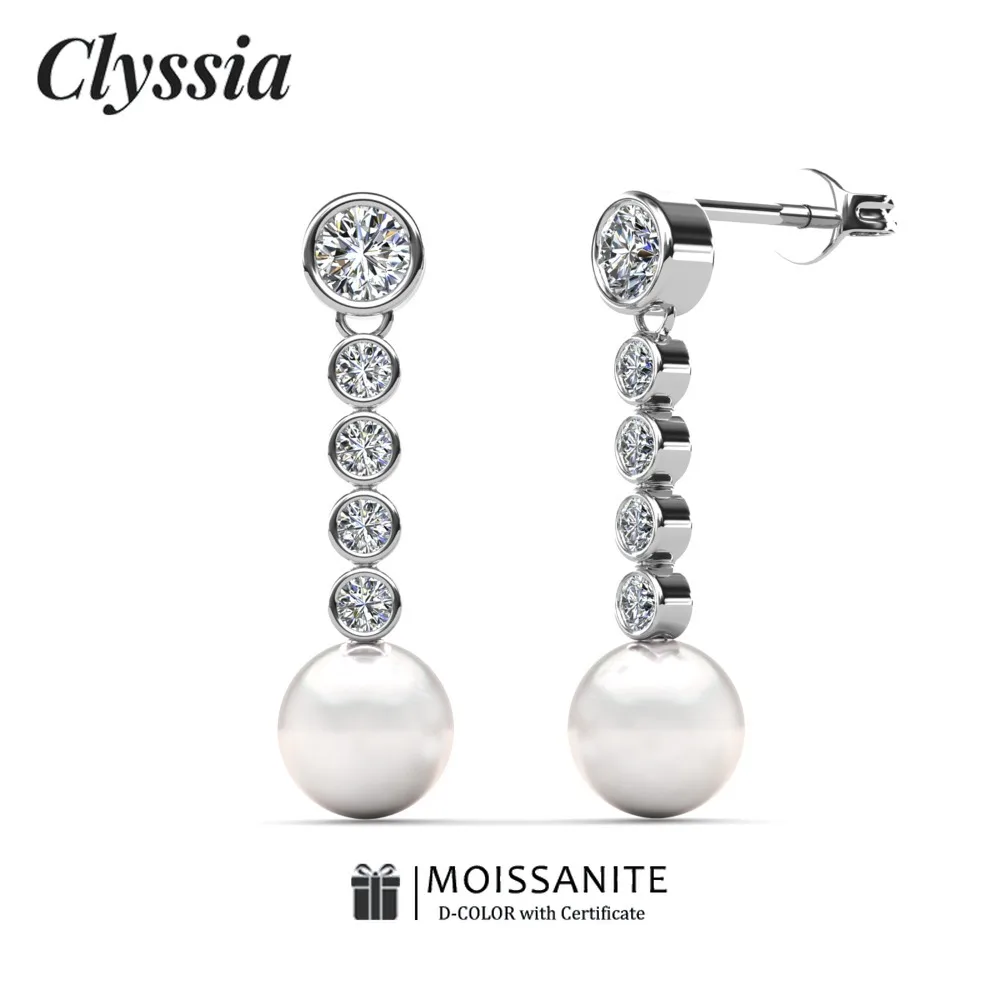 Серьги CLYSSIA из стерлингового серебра 925 пробы D цвета VVS1 с муассанитом и жемчугом, ювелирные украшения для женщин, сверкающий изысканный подарок
Серьги CLYSSIA из стерлингового серебра 925 пробы D цвета VVS1 с муассанитом и жемчугом, ювелирные украшения для женщин, сверкающий изысканный подарок