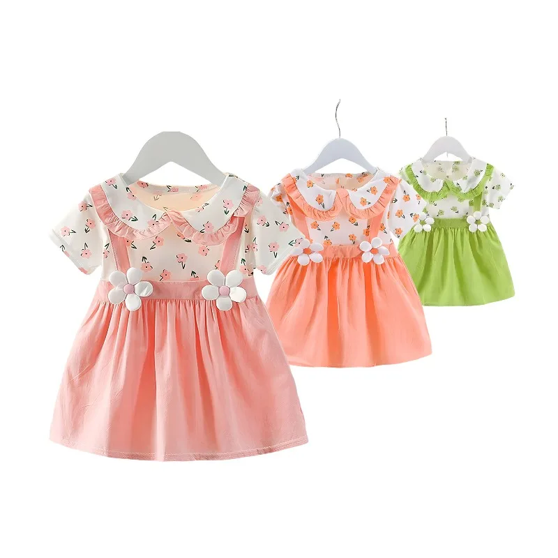 (0-3 Years Old) Summer Baby Girl Cotton Flower Fake Two-Piece Shoulder Strap Dress Girl Cute Short Sleeved Dress
(0-3 Years Old) Summer Baby Girl Cotton Flower Fake Two-Piece Shoulder Strap Dress Girl Cute Short Sleeved Dress