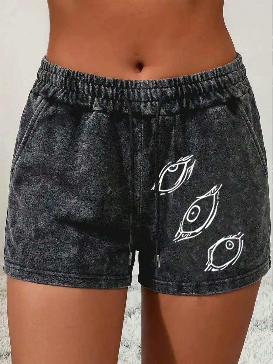Women Eye Print Washed Denim Shorts Elastic Waist Casual Beach Street Wear
Women Eye Print Washed Denim Shorts Elastic Waist Casual Beach Street Wear