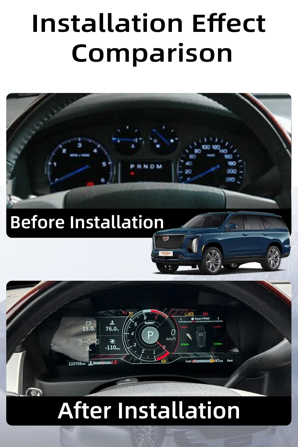 12,3-дюймовый HD-дисплей для Cadillac Escalade 2006-2013, цифровая приборная панель, виртуальный кокпит, спидометр, беспроводной CarPlay
12,3-дюймовый HD-дисплей для Cadillac Escalade 2006-2013, цифровая приборная панель, виртуальный кокпит, спидометр, беспроводной CarPlay