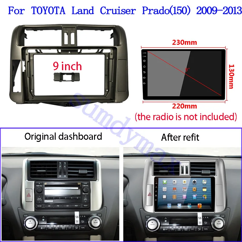 Автомобильная магнитола 9 дюймов для TOYOTA Land Cruiser Prado(150) 2009-2013, автомобильная панель, аудио, стерео, панель приборной панели, монтажный комплект
Автомобильная магнитола 9 дюймов для TOYOTA Land Cruiser Prado(150) 2009-2013, автомобильная панель, аудио, стерео, панель приборной панели, монтажный комплект