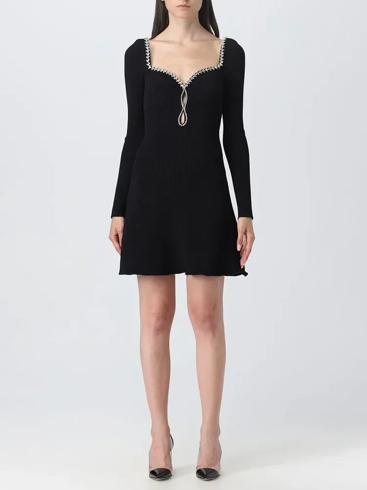 ZOZO Solid Patchwork Diamonds Elegant Dress Women Square Collar Long Sleeve High Waist Hollow Out Mini Dresses Female Fashion
ZOZO Solid Patchwork Diamonds Elegant Dress Women Square Collar Long Sleeve High Waist Hollow Out Mini Dresses Female Fashion