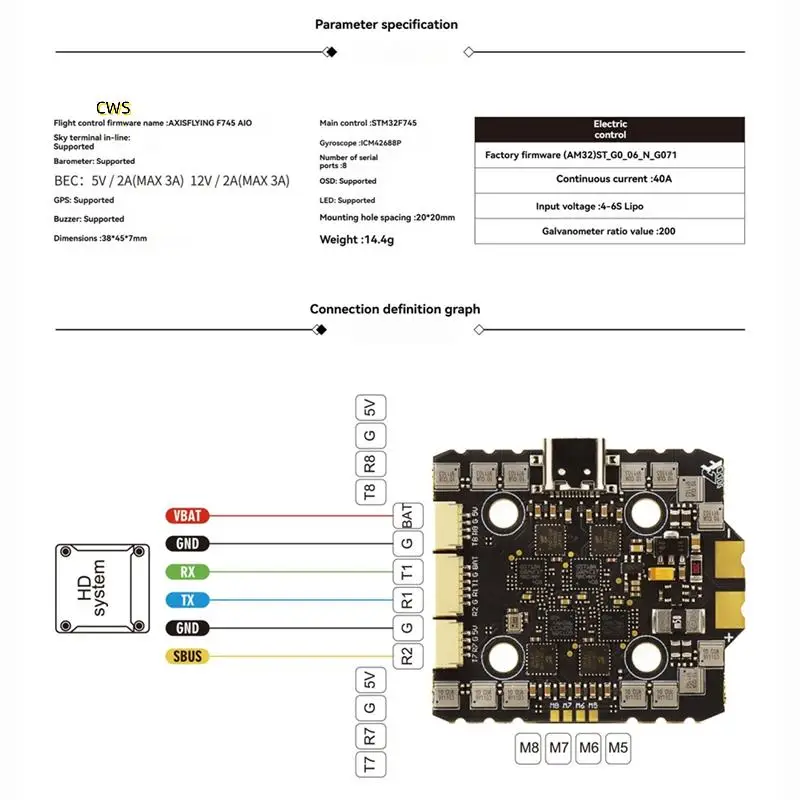 F745 AIO 40A ICM-42688 Al0 FPV Flight Controller 4-6S Lipo Forfpv Accessories 4-6S Lipo Forfpv Accessories
F745 AIO 40A ICM-42688 Al0 FPV Flight Controller 4-6S Lipo Forfpv Accessories 4-6S Lipo Forfpv Accessories