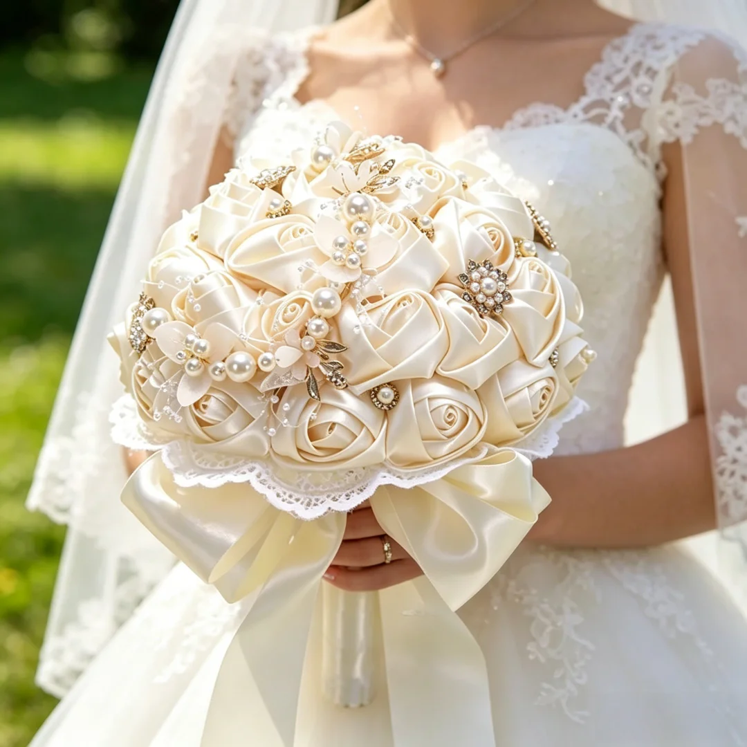18cm Bridal Satin Rose Bouquet Wedding Bridal Hand Tied Bunch Pollen-Free Artificial Handheld Flower Elopement Photo Shoots
18cm Bridal Satin Rose Bouquet Wedding Bridal Hand Tied Bunch Pollen-Free Artificial Handheld Flower Elopement Photo Shoots