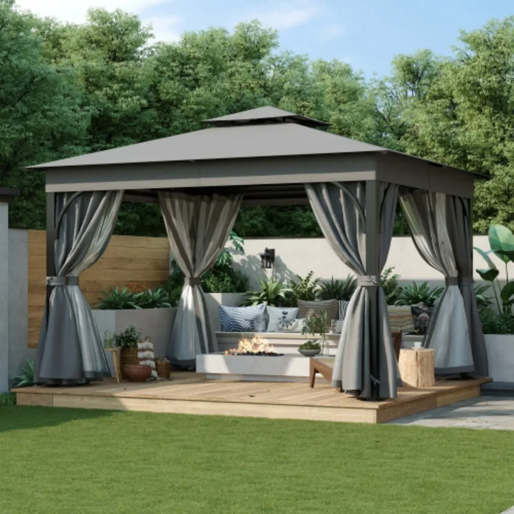 10x12 Outdoor Gazebo Tent with Double Roofs, Patio Gazebo with Mosquito Netting and Privacy Screens, Patio Canopy
10x12 Outdoor Gazebo Tent with Double Roofs, Patio Gazebo with Mosquito Netting and Privacy Screens, Patio Canopy