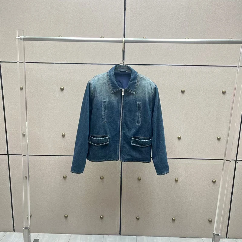 Women's Washed Distressed Denim Jacket, Lapel Zipper Jacket Top, High-Quality Pure Cotton Motorcycle Jacket, Fall, New Arrival,
Women's Washed Distressed Denim Jacket, Lapel Zipper Jacket Top, High-Quality Pure Cotton Motorcycle Jacket, Fall, New Arrival,