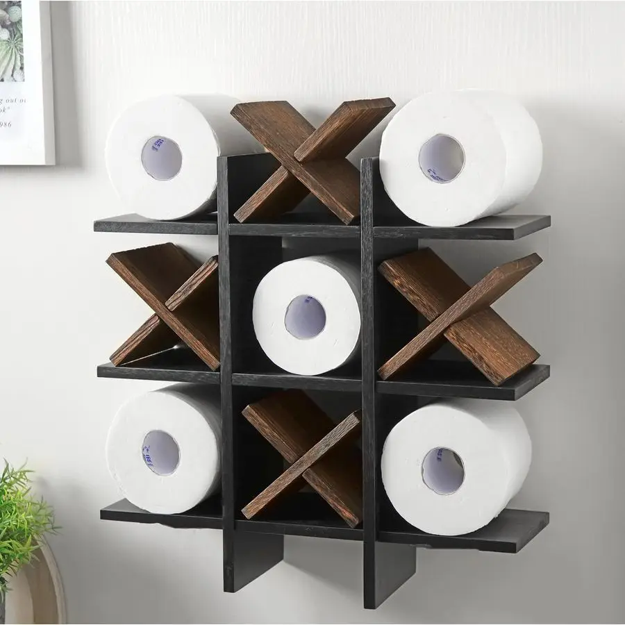 Tic Tac Toe Toilet Paper Holder Stand Bathroom Wall Decor Rustic Wooden Hanging Storage Freestanding Wall Mounted Shelves Decor
Tic Tac Toe Toilet Paper Holder Stand Bathroom Wall Decor Rustic Wooden Hanging Storage Freestanding Wall Mounted Shelves Decor