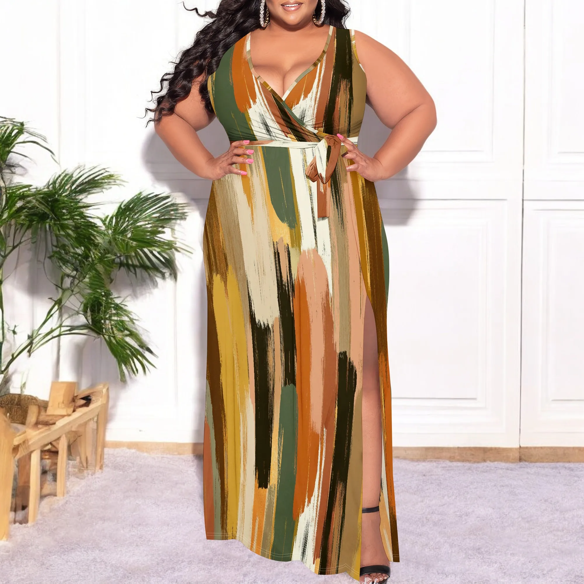 Plus Size Brushstroke Maxi Dress XL-6XL Abstract Fall Color Print for Art Event or Thanksgiving Party
Plus Size Brushstroke Maxi Dress XL-6XL Abstract Fall Color Print for Art Event or Thanksgiving Party