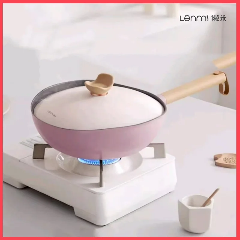 LANMI 30/32cm Non-stick Wok Titanium Coating Frying Pan with Water Level Design Wood Handle Less Oily Smoke Kitchen Frying Pan
LANMI 30/32cm Non-stick Wok Titanium Coating Frying Pan with Water Level Design Wood Handle Less Oily Smoke Kitchen Frying Pan