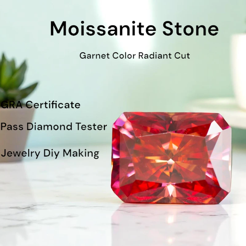 Radiant Cut Moissanite Stone Garnet Color Artificial Gemstone DIY Advanced Jewelry Rings Earrings Making With Certifica
Radiant Cut Moissanite Stone Garnet Color Artificial Gemstone DIY Advanced Jewelry Rings Earrings Making With Certifica