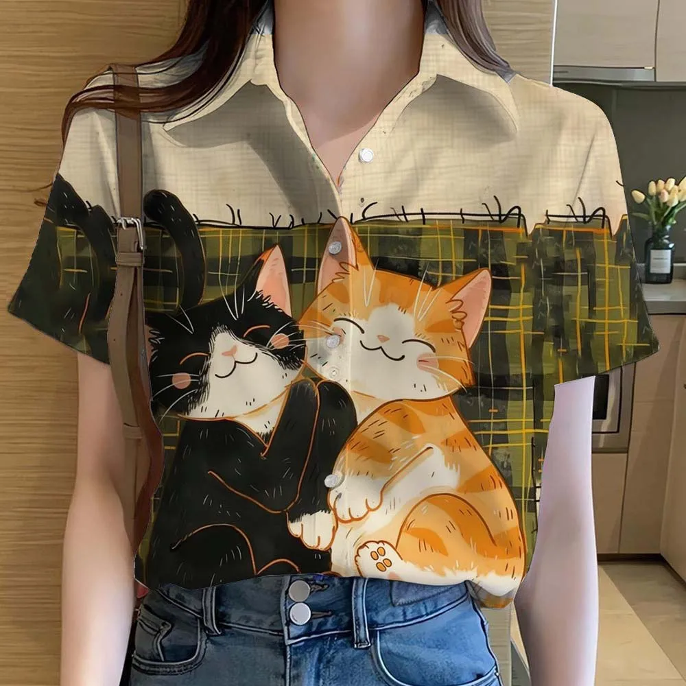 Womens Shirts Cute Cat Printed Casual Hawaiian Short Sleeve Button Beach Artistic Shirt Summer New Blouse 2025 Clothes
Womens Shirts Cute Cat Printed Casual Hawaiian Short Sleeve Button Beach Artistic Shirt Summer New Blouse 2025 Clothes