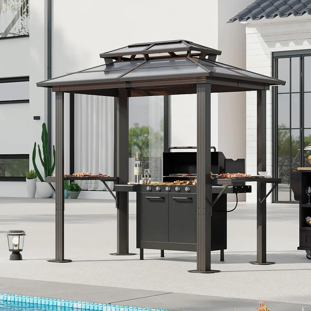8x5FT Aluminum BBQ Gazebo Double Polycarbonate Hardtop with Shelves for Lawn Patio Garden,Customized
8x5FT Aluminum BBQ Gazebo Double Polycarbonate Hardtop with Shelves for Lawn Patio Garden,Customized