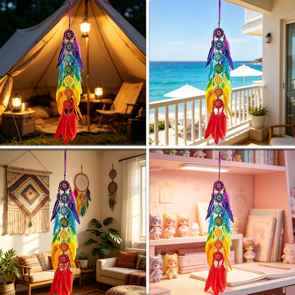 7 Chakra Dream Catcher with Feathers Energy Healing Mobile Handmade Boho Wall Hanging for Bedroom Home Office Decoration
7 Chakra Dream Catcher with Feathers Energy Healing Mobile Handmade Boho Wall Hanging for Bedroom Home Office Decoration