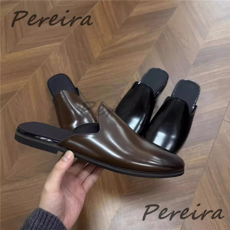 Summer Men's Shiny Leather Half Slippers British Style Round Toe Low Heel Mules Brown Black Slip-On Flat Casual Shoes Large Size
Summer Men's Shiny Leather Half Slippers British Style Round Toe Low Heel Mules Brown Black Slip-On Flat Casual Shoes Large Size