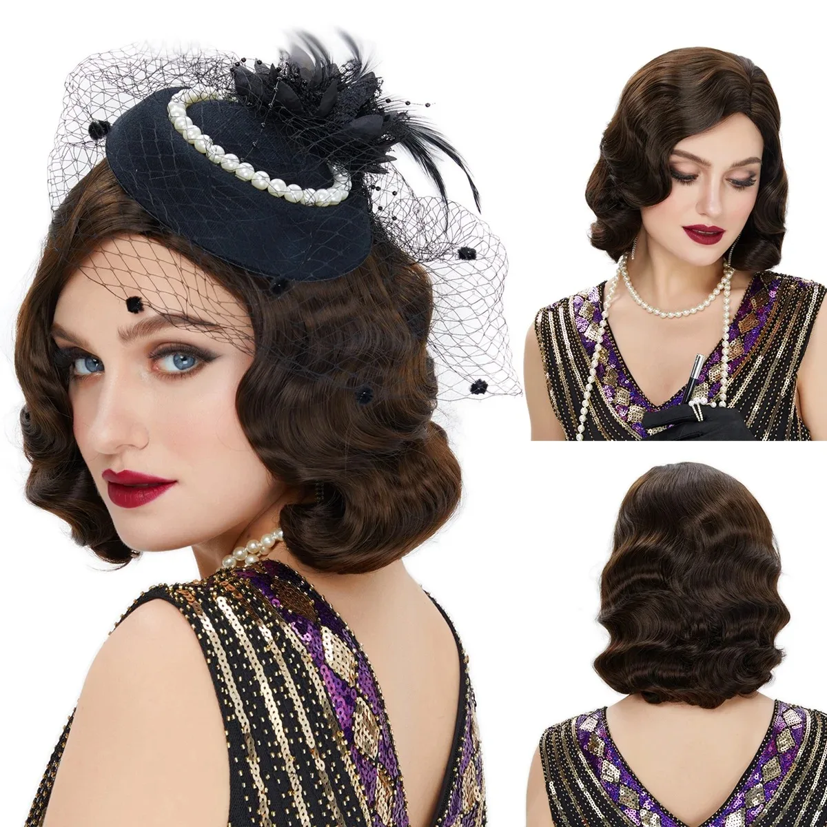 20th-century vintage wig with accessories Wavy short hair Tea Party Cosplay Easy to wear heat-resistant wigs
20th-century vintage wig with accessories Wavy short hair Tea Party Cosplay Easy to wear heat-resistant wigs