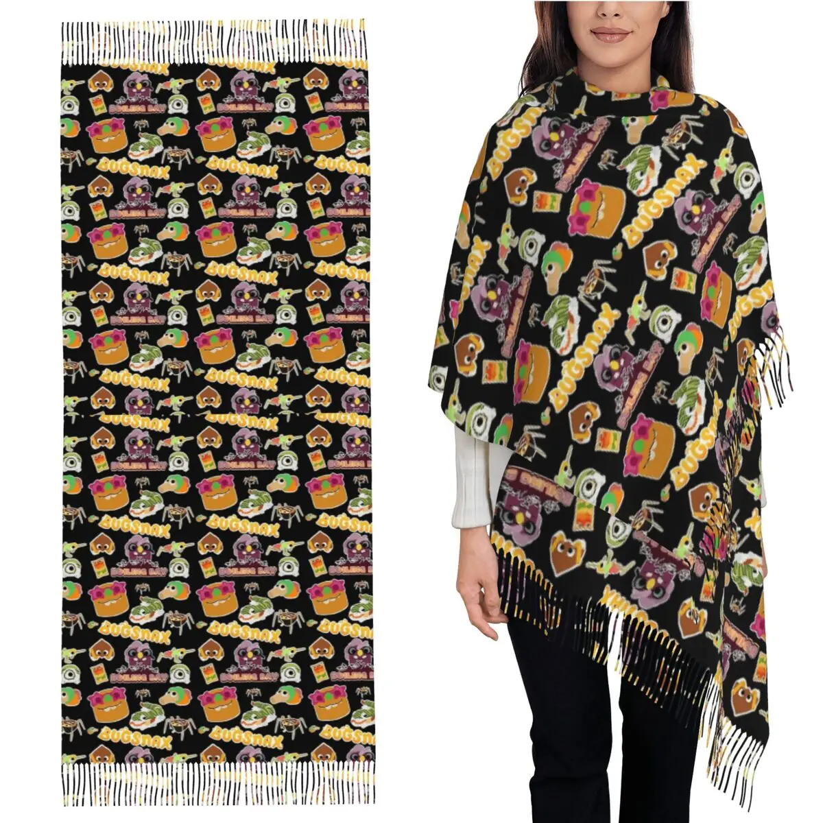 Boiling Bay Bugsnax Fan Art Шарф Шарфы с кисточками Женские мягкие теплые шали и накидки Длинная осенне-зимняя шаль 
Boiling Bay Bugsnax Fan Art Шарф Шарфы с кисточками Женские мягкие теплые шали и накидки Длинная осенне-зимняя шаль