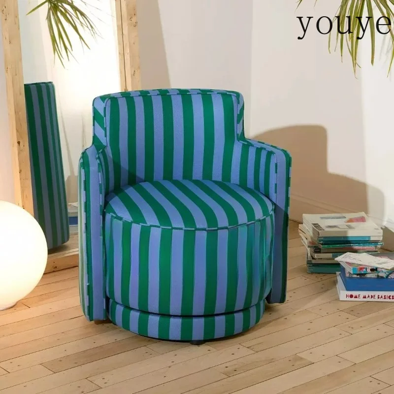 French vintage fabric striped single sofa, American round fabric small sofa chair, living room, balcony, bedroom
French vintage fabric striped single sofa, American round fabric small sofa chair, living room, balcony, bedroom