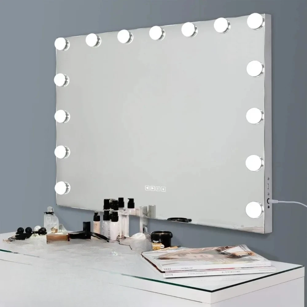 LVanity Mirror With Lights And Bluetooth Speaker Support Answer Call, Touch Screen, 3 Color Modes Tabletop 15 Dimmable Bulbs
LVanity Mirror With Lights And Bluetooth Speaker Support Answer Call, Touch Screen, 3 Color Modes Tabletop 15 Dimmable Bulbs