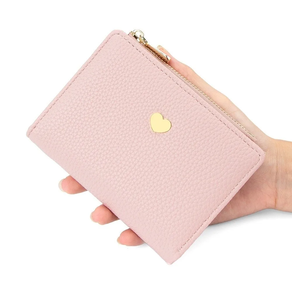 Creative Zipper Two Fold Wallet Solid Color Anti Loss Credit Card Holder Large Capacity Love Heart Women Short Wallet Women
Creative Zipper Two Fold Wallet Solid Color Anti Loss Credit Card Holder Large Capacity Love Heart Women Short Wallet Women