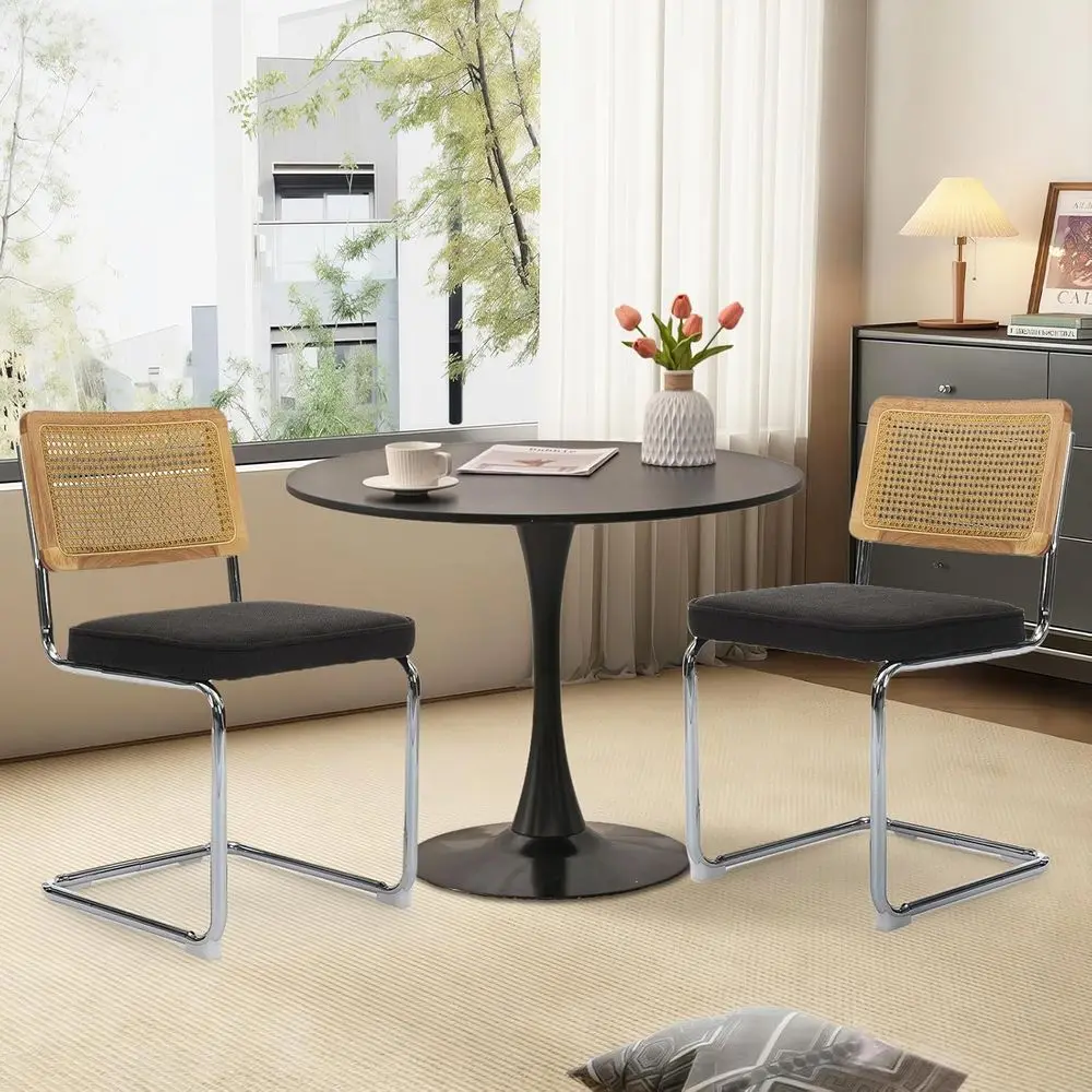 Space-Saving 31.5 Round Dining Table with 2 Upholstered Chairs for Small Kitchen or Bistro (Black Linen)
Space-Saving 31.5 Round Dining Table with 2 Upholstered Chairs for Small Kitchen or Bistro (Black Linen)