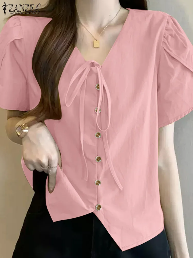 ZANZEA Woman Korean Fashion Lace-Up Shirts Elegant Petal Sleeve V-Neck Button Up Chemise Femme 2025 Summer Day Wear Solid Tops
ZANZEA Woman Korean Fashion Lace-Up Shirts Elegant Petal Sleeve V-Neck Button Up Chemise Femme 2025 Summer Day Wear Solid Tops