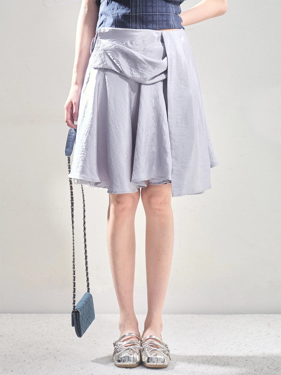 Liparpa Satin Grey Purple Skirt Asymmetrical High Waist A-Line Midi Skirt with Sash Elegant Draped Cotton Blend Skirt
Liparpa Satin Grey Purple Skirt Asymmetrical High Waist A-Line Midi Skirt with Sash Elegant Draped Cotton Blend Skirt