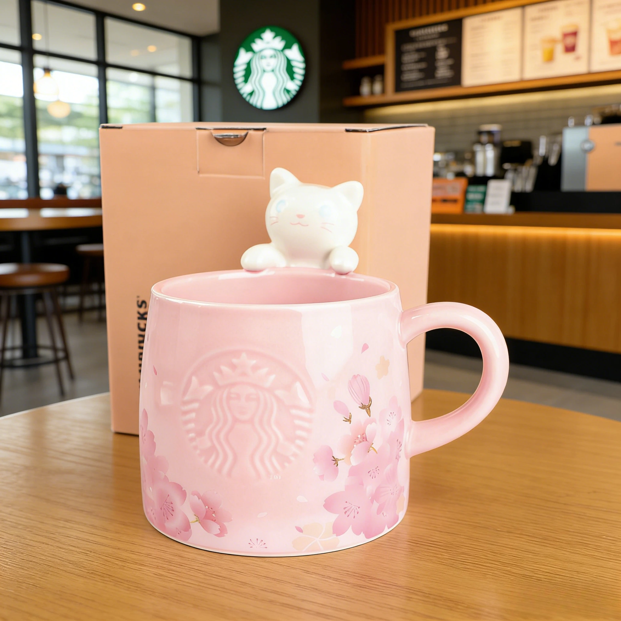 Starbucks 355ml Pink Sakura Cat Mug Ceramic Cup Peeking Cat Collectible Spring Drinkware
Starbucks 355ml Pink Sakura Cat Mug Ceramic Cup Peeking Cat Collectible Spring Drinkware