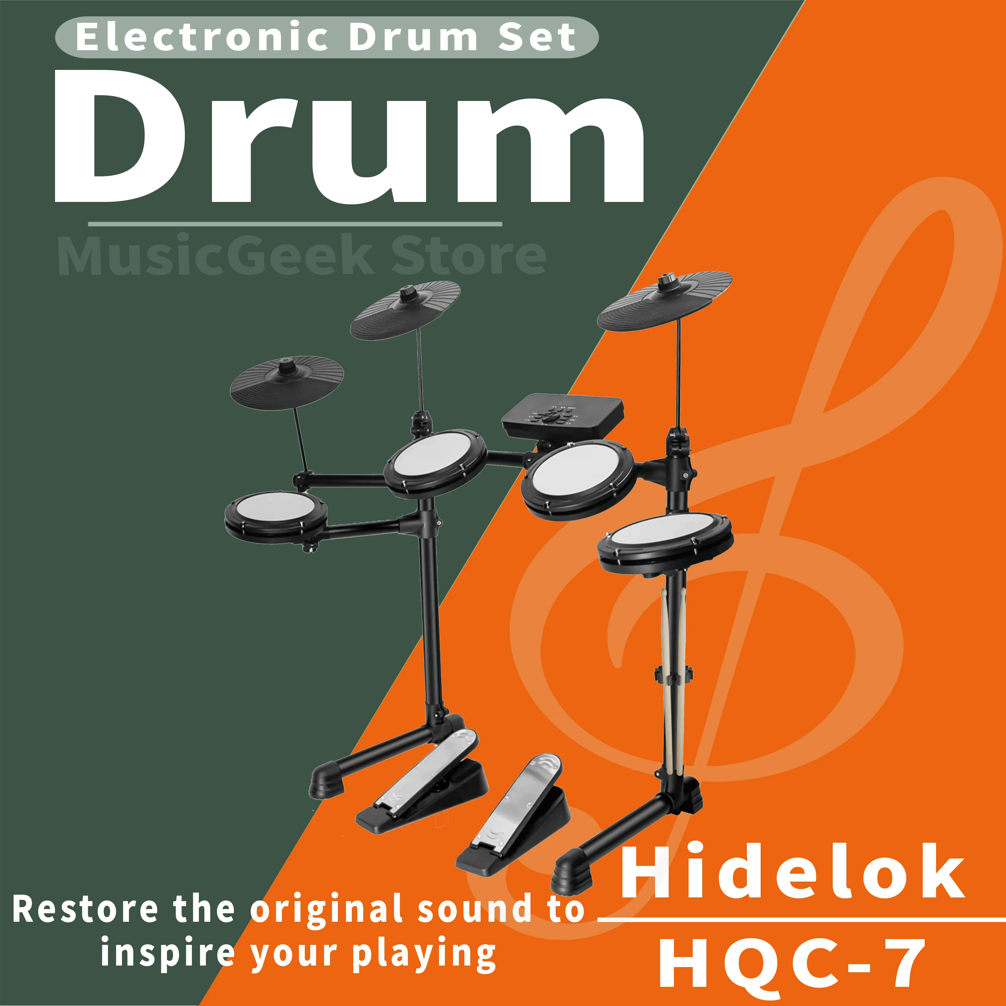 Electronic Drum Kit HQC-7 4 Drums 3 Cymbals with 3 Quiet Mesh Drum Pads, Drum Elect Ronique With Headphone Drumsticks
Electronic Drum Kit HQC-7 4 Drums 3 Cymbals with 3 Quiet Mesh Drum Pads, Drum Elect Ronique With Headphone Drumsticks