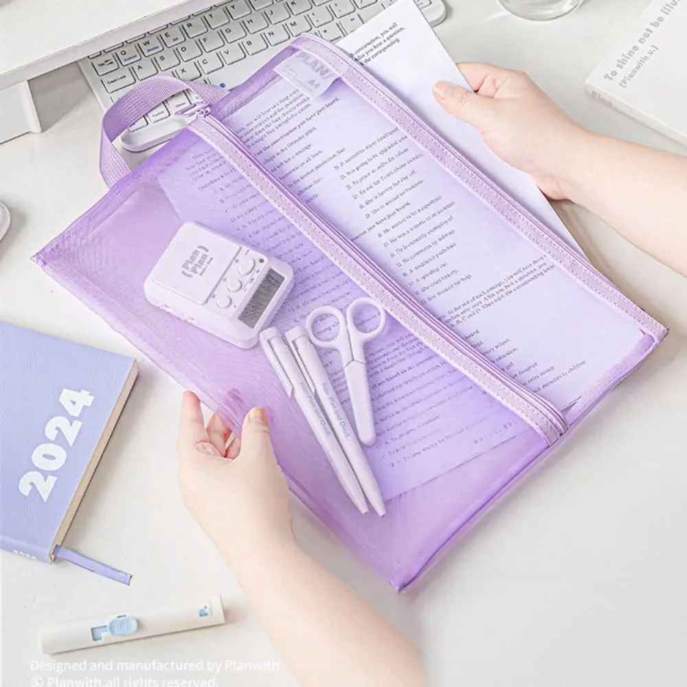 Multifunctional Mesh Zipper Pouch Transparent Large Capacity File Folder Bag Solid Color Nylon Stationery Organizer Pouch
Multifunctional Mesh Zipper Pouch Transparent Large Capacity File Folder Bag Solid Color Nylon Stationery Organizer Pouch